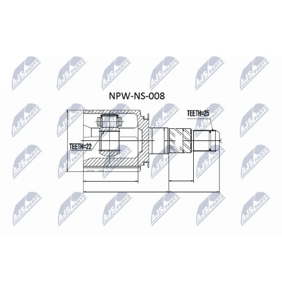 Imagen de NTY NPW NS 008 Junta Homocinética lado de engranaje, Eje delantero, derecha INFINITI: FX SUV