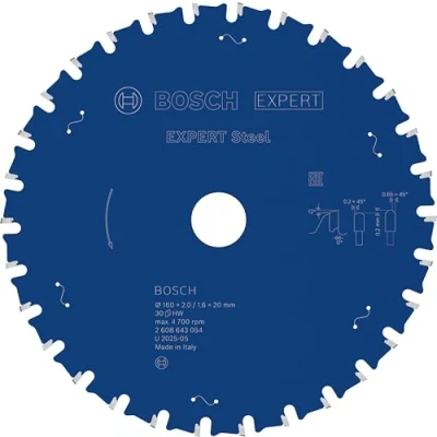 Imagen de Bosch 2 608 643 054 Hoja de sierra circular Expert for Steel (160 x 20 2,0 mm, 30)