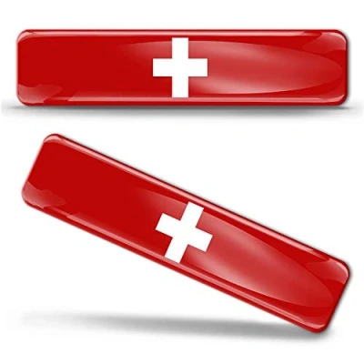 Imagen de Biomar Labs® 2 pcs 3D Gel Pegatinas Bandera Nacional Suiza Swiss Switzerland Flag Thin Blue Line Silicona Adhesivo Autos Coches Motos Ciclomotores Bicicletas Ordenador Portátil F 23