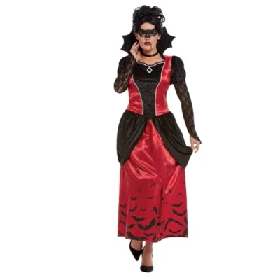 Imagen de Smiffys Disfraz de vampiresa gótica, Negro, con vestido y m scara para los ojos