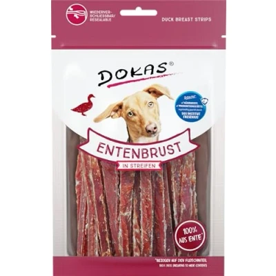 Imagen de DOKAS Snack Premium sin Cereales en Tiras para Perros de Filete pechuga Pato
