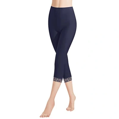 Imagen de Libella Leggings 3/4 Pantalones con Encaje Capri de Algodón Cintura Alta Coloridos Fitness Slim Azul Oscuro L 4166