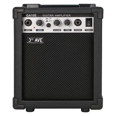 Imagen de 3rd Avenue Amplificador para guitarra de 10 W con salida auriculares, función distorsión y control tono, ensayo compacto portátil, Negro