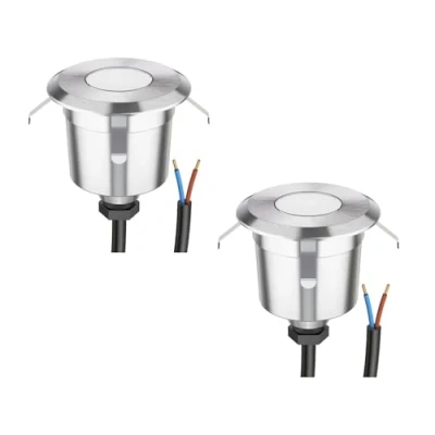 Imagen de ledscom.de 2 LED Lámpara empotrable de suelo AGENA para exteriores, IP65, acero inoxidable, redonda, 60mm Ø, blanco cálido