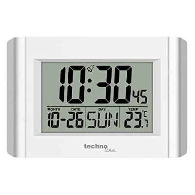 Imagen de Technoline WS8002 Reloj de Pared Digital Cuarzo, Plata, Blanco y Plateado, 215 x 150 28mm