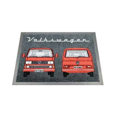 Imagen de BRISA VW Collection Alfombra para pies/Felpudo Puerta con Motivo de T3 Camper Bus (Frontal del Bus/Rojo)
