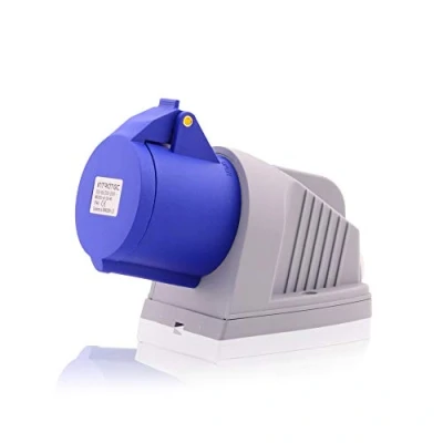 Imagen de CEE Enchufe de pared para corriente fuerte IP44 montado en superficie gris azulado 32A, 3 polos, 230V, CE, SB, RoHS, Reach