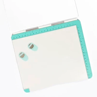 Imagen de Craftelier Plataforma de Estampación Sellos Caucho y Silicona para Scrapbooking Manualidades Guías en Centímetros Pulgadas Color Blanco Turquesa Tamaño 24,5 x 22 1,3 cm