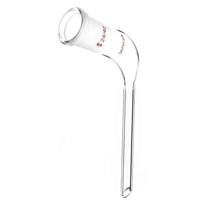 Imagen de stonylab Adaptador de Destilación en Ángulo 105 Grados, Doblado Vidrio Borosilicato con Junta 24/40 y Tubo Goteo Cónico 100mm para Suministro Laboratorio