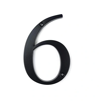 Imagen de HASWARE Letrero con número de casa, 4 pulgadas (10 cm), números puerta modernos, placa señalización, dirección aleación zinc (6, Negro)