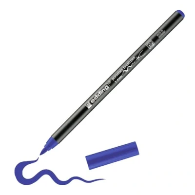 Imagen de edding 4200 rotulador con punta de pincel para porcelana azul 10 rotuladores 1 4 mm pintar y decorar cerámica tinta resistente a la luz lavavajillas, secado rápido