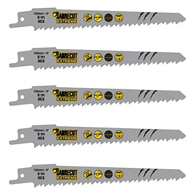 Imagen de 5 x SabreCut SCRS644D_5 150 mm 6 TPI S644D Hojas de sierra sable corte rápido madera Compatible con Bosch Dewalt Makita y muchos otros