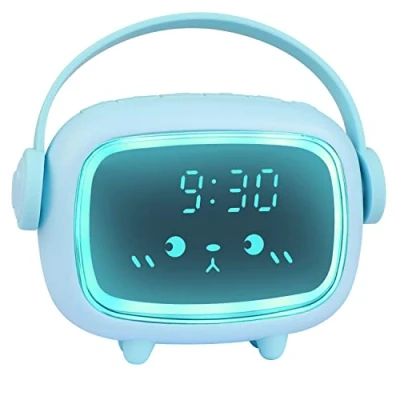 Imagen de Ayybboo Despertador Infantil, Reloj Infantil Digital, Digital para Niñas Niños con Luces Colores y Lámpara de Luz Nocturna Silencioso(Azul)