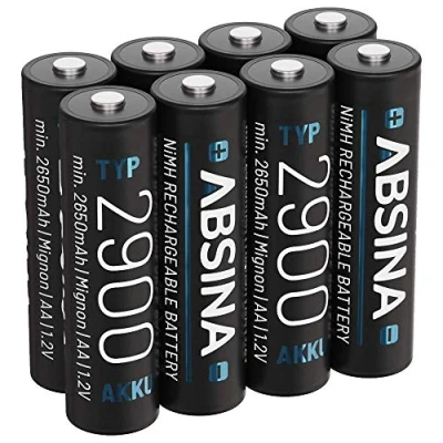 Imagen de ABSINA 8X Pilas Recargables AA 2900 NiMH Pila Recargable 1,2V &amp; mín. 2650mAh Pilhas recarregáveis para Dispositivos de Alto Consumo Bateria Wii y Controles Xbox