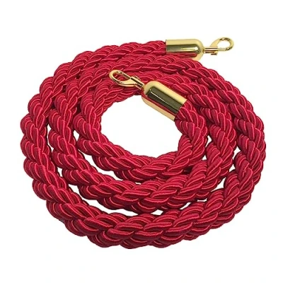 Imagen de Danieli Store Cuerda de Barrera Rojo 2mt para Postes Separadores Cordón Trenzado con Mosquetón en Metal Dorado Adecuado Teatros, Museos y Eventos (Rojo)