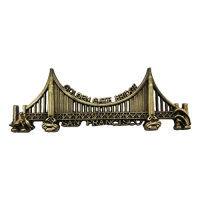 Imagen de imán 3D Golden Gate Bridge San Francisco, colección de metal recuerdo para nevera, nevera Estados Unidos, adhesivo magnético decoración del hogar y la cocina