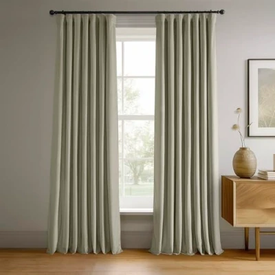 Imagen de HPD Half Price Drapes VPCH P Cortinas Opacas de Terciopelo para Dormitorio, Mezcla poliéster, Beige Fresco, 50 in x 84