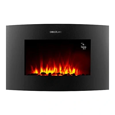 Imagen de Cecotec Chimenea Eléctrica Ready Warm 3550 Curved Flames Connected. 2000 W, Tamaño 35&quot;, WiFi, 2 Niveles de Potencia, Mando a Distancia, Panel Curvo, Temporizador, 30 m2