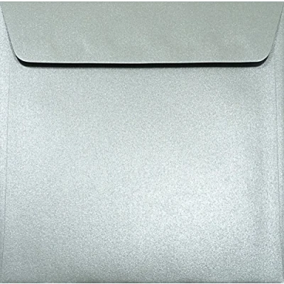 Imagen de Netuno 100 sobres cuadrados plateados nacarados DIN 170x170mm 120g Majestic Moonlight Silver autoadhesivos con solapa recta sin ventana para invitaciones tarjeta boda Navidad cumpleanos dinero regalo