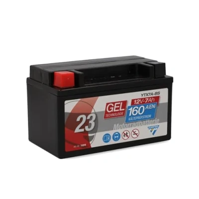 Imagen de batería de motocicleta CARTEC YTX7A BS, 6Ah, 90A, arranque con tecnología gel, calidad OEM, ciclo profundo, almacenable, sin mantenimiento