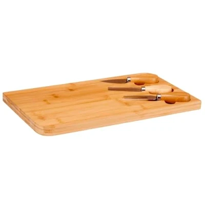 Imagen de Set 4 pzs bambu tabla con 3 utensilios colección KINVARA