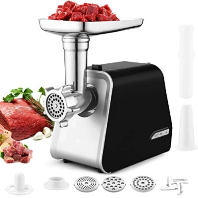 Imagen de Nictemaw Picadora de carne eléctrica, 2000 W, con 3 discos perforados, accesorio para salchichas y pastelería verduras, galletas