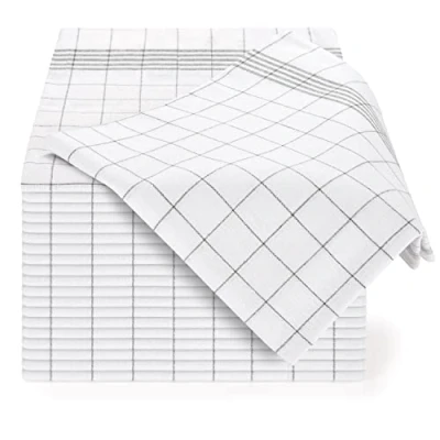 Imagen de Blumtal paños de cocina algodon 50x70cm en juego 20 trapos 100% para secar súper absorbentes kitchen towels grises a cuadros