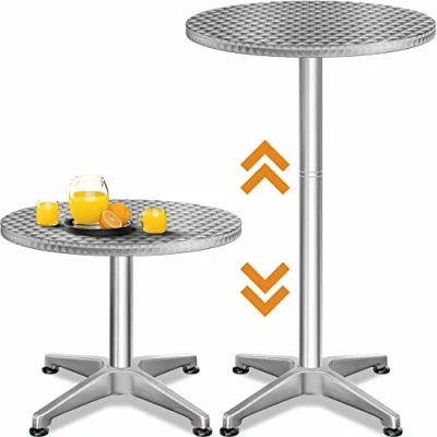 Imagen de CASARIA® Mesa Alta de Bar Bistro 2en1 Altura Regulable 70/115cm Aluminio Ø60cm Fiestas Jardín Patio