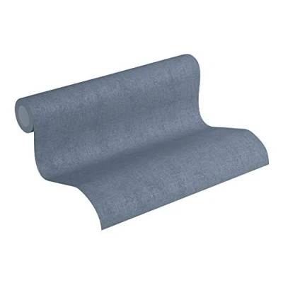 Imagen de Papel pintado Liso New Walls Cosy &amp; Relax A.S. Création tejido no 10.05 m x 0.53 Azul Fabricado en Alemania 373954 37395 4