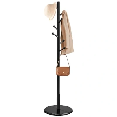 Imagen de VASAGLE Perchero de Pie, para Abrigos, Madera en Forma Árbol con 7 Ganchos Redondos, Ropa, Gorras, Bolsos, Pasillo, Dormitorio, Negro RCR007P33