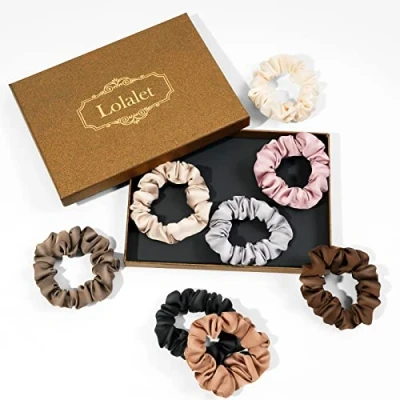 Imagen de Lolalet 8 Scrunchies para Pelo, Coleteros Suaves Cabello Goma de Pelo Lazos Elásticos Colores Mujer y Chica A