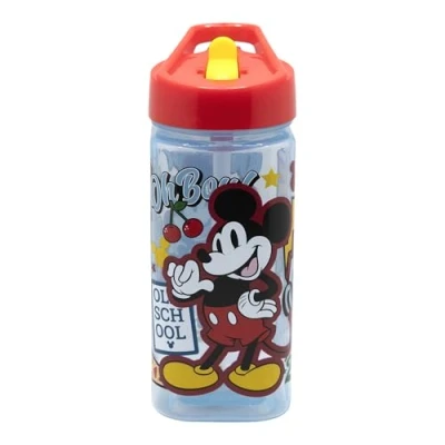 Imagen de Botella de agua reutilizable cuadrada con pajita incorporada 510 ml Mickey