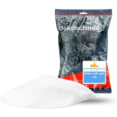 Imagen de TK Gruppe Timo Klingler Nieve Artificial Real y Suave 100 gr Aprox.2000 ml de esponjosa Brillante para Decoración en Navidad (1x)