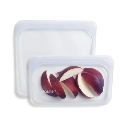 Imagen de Stasher bolsas de almacenamiento alimentos reutilizables silicona premium, paquete 2, transparentes, multiusos, bolsa almuerzo, contenedores viaje,