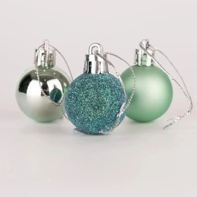 Imagen de 24 Bolas de Navidad inastillables 30 mm, Color Turquesa, decoración árbol Navidad, Adorno Decoraciones Colgantes navideña, Brillante, Mate,