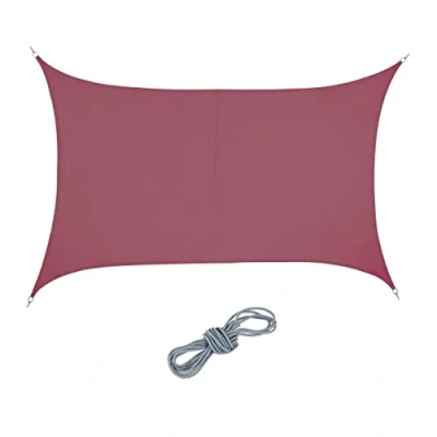 Imagen de Relaxdays Toldo Vela, Repelente Agua, Cóncavo, Poliéster, Cuerdas Tensoras, Terraza, 3 x 4 m, Rectangular, Rojo Vino