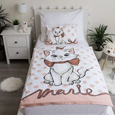 Imagen de Marie Cat Juego de cama para bebé (100 x 135 cm, funda almohada 40 60 100% algodón), diseño gato Aristogatos multicolor