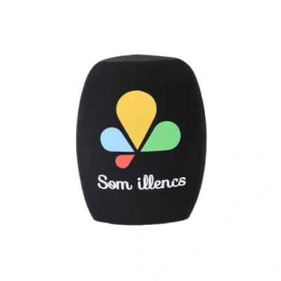 Imagen de 2 piezas logotipo personalizado en parabrisas de espuma para micrófono, fundas con impreso entrevistas televisión, transmisión