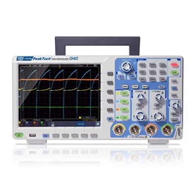 Imagen de PeakTech P 1340 Osciloscopio de memoria 4 canales (60 MHz) 1 GS/s USB, interfaz LAN y pantalla TFT a color 8 &quot;, profundidad 40 millones puntos, modo FFT XY, DSO 18 W, 240 V