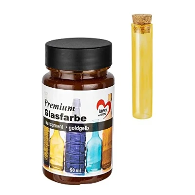 Imagen de Ideen mit Herz Pintura para cristal premium, transparente, resistente al agua, 90 ml (amarillo dorado)