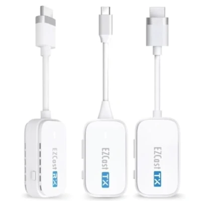 Imagen de EZCast Kit de transmisor y receptor HDMI inalámbrico Dos transmisores (tipo C HDMI) Latencia ultra baja, Plug &amp; Play para portátil/PC a TV/proyector