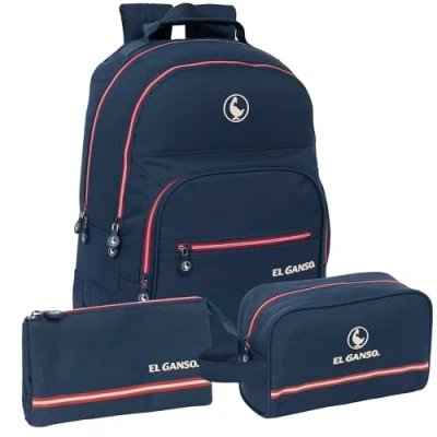Imagen de Safta Pack EL GANSO CLASSIC Mochila, Estuche y Neceser con Triple Compartimiento, Mochila Adaptable a Carro, Carro Portamochilas