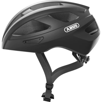 Imagen de ABUS casco para bicicleta de carretera Macator deportivo principiantes también usuarios con coleta hombre y mujer negro mate, talla L, L (58 62 cm)