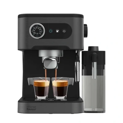 Imagen de Cecotec Cafetera express para café Espresso y cappuccino Power 20 Pro Latte, Bares, Vaporizador, Pantalla con botones, Depósito agua 1,5L, Tanque leche 550ml