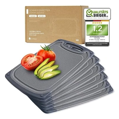 Imagen de EXITOSO Tabla de cortar Cocina Plastico Antideslizante con Ranura Jugo Juego 6 Tablas para pan picar apto lavavajillas Corte Profesional