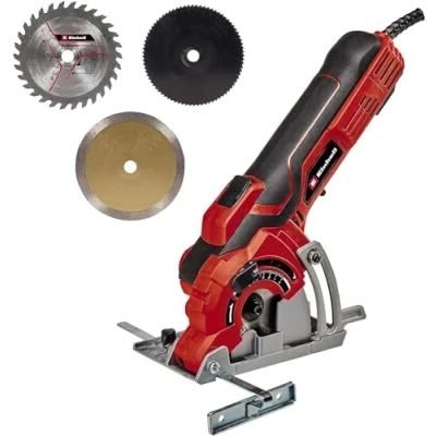Imagen de Einhell Minisierra circular manual TC 89 (600 W, ajuste sencillo y sin herramientas de la profundidad corte hasta 27 mm, bloqueo husillo, hoja sierra TCT, tope paralelo)