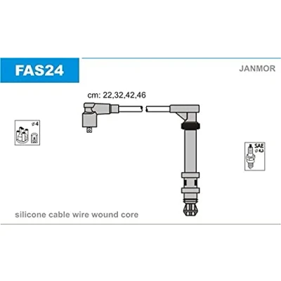 Imagen de JANMOR FAS24 Juego de Cables Encendido FIAT: BRAVO 1, Doblo I Familiar, Marea Berlina, LANCIA: Dedra Berlina