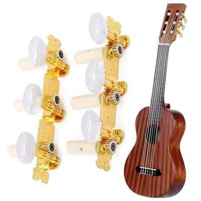 Imagen de Jiavlyx 2 Piezas Clavijas De Afinación Guitarra Clásica, 3R + 3L Afinadoras Para Guitarra, Mecánicas Afinador Cabezales Máquina Guitarr (De forma ovalada)