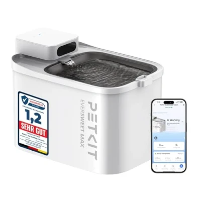 Imagen de PETKIT EVERSWEET MAX Fuente para Gatos Sin Cable, con Sensor de Movimiento, Control App, 5000mAh Batería Recargable, 3L Bebedero Automático, Bandeja Acero Inoxidable