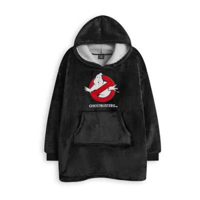 Imagen de Ghost Busters Sudadera con Capucha para niños Jersey de Forro Polar Sherpa en Negro Logo Ropa Estar por casa y Bolsillos